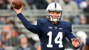 STATE COLLEGE, PA - NOVEMBER 29:  Christian Hackenberg #14 of the Penn State Nittany Lions throws a pass during the first quarter against the Michigan State Spartans at Beaver Stadium on November 29, 2014 in State College, Pennsylvania.  (Photo by Joe Sargent/Getty Images)